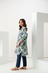 DC-0553 BLUE DIGITAL PRINTED KURTA